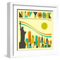 New York Skyline-Jazzberry Blue-Framed Art Print