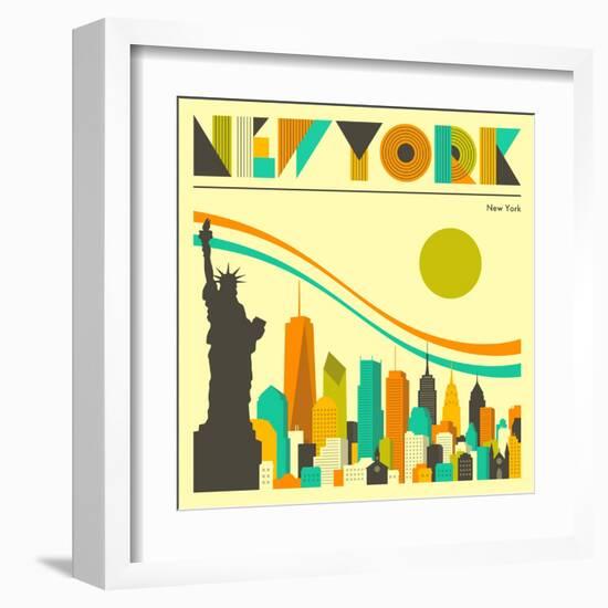 New York Skyline-Jazzberry Blue-Framed Art Print