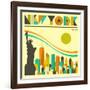 New York Skyline-Jazzberry Blue-Framed Art Print