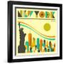 New York Skyline-Jazzberry Blue-Framed Art Print