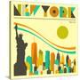 New York Skyline-Jazzberry Blue-Stretched Canvas