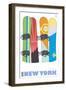 New York, Snowboards in the Snow-Lantern Press-Framed Art Print
