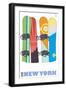 New York, Snowboards in the Snow-Lantern Press-Framed Art Print