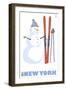 New York, Snowman with Skis-Lantern Press-Framed Art Print