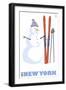New York, Snowman with Skis-Lantern Press-Framed Art Print