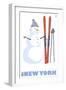 New York, Snowman with Skis-Lantern Press-Framed Art Print