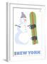 New York, Snowman with Snowboard-Lantern Press-Framed Art Print