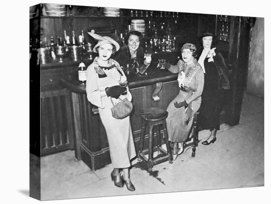 New York Society Women Enjoy Their First Legal Drink After the Repeal of the Volstead Act in 1933-null-Stretched Canvas