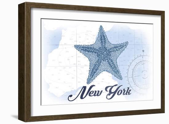 New York - Starfish - Blue - Coastal Icon-Lantern Press-Framed Art Print