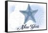 New York - Starfish - Blue - Coastal Icon-Lantern Press-Framed Stretched Canvas