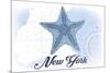 New York - Starfish - Blue - Coastal Icon-Lantern Press-Mounted Art Print