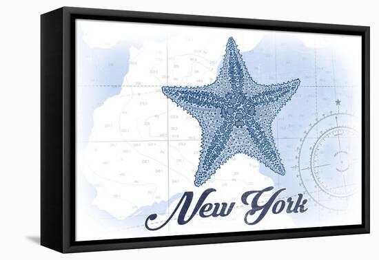 New York - Starfish - Blue - Coastal Icon-Lantern Press-Framed Stretched Canvas