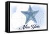 New York - Starfish - Blue - Coastal Icon-Lantern Press-Framed Stretched Canvas