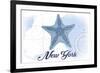 New York - Starfish - Blue - Coastal Icon-Lantern Press-Framed Premium Giclee Print