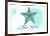 New York - Starfish - Teal - Coastal Icon-Lantern Press-Framed Art Print
