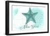 New York - Starfish - Teal - Coastal Icon-Lantern Press-Framed Art Print