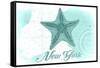 New York - Starfish - Teal - Coastal Icon-Lantern Press-Framed Stretched Canvas