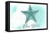 New York - Starfish - Teal - Coastal Icon-Lantern Press-Framed Stretched Canvas