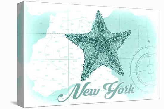 New York - Starfish - Teal - Coastal Icon-Lantern Press-Stretched Canvas