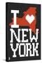 New York State 8-bit (Black)-Lantern Press-Stretched Canvas