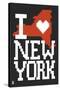 New York State 8-bit (Black)-Lantern Press-Stretched Canvas