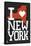 New York State 8-bit (Black)-Lantern Press-Framed Stretched Canvas