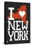 New York State 8-bit (Black)-Lantern Press-Framed Stretched Canvas