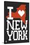 New York State 8-bit (Black)-Lantern Press-Stretched Canvas