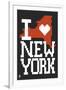 New York State 8-bit (Black)-Lantern Press-Framed Art Print