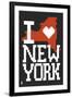 New York State 8-bit (Black)-Lantern Press-Framed Art Print