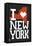 New York State 8-bit (Black)-Lantern Press-Framed Stretched Canvas