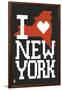 New York State 8-bit (Black)-Lantern Press-Framed Art Print