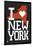 New York State 8-bit (Black)-Lantern Press-Framed Art Print