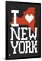 New York State 8-bit (Black)-Lantern Press-Framed Art Print