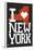 New York State 8-bit (Black)-Lantern Press-Framed Art Print