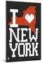 New York State 8-bit (Black)-Lantern Press-Mounted Art Print