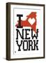 New York State 8-bit (White)-Lantern Press-Framed Art Print