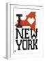 New York State 8-bit (White)-Lantern Press-Framed Art Print