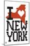 New York State 8-bit (White)-Lantern Press-Mounted Art Print