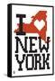 New York State 8-bit (White)-Lantern Press-Framed Stretched Canvas