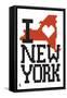 New York State 8-bit (White)-Lantern Press-Framed Stretched Canvas