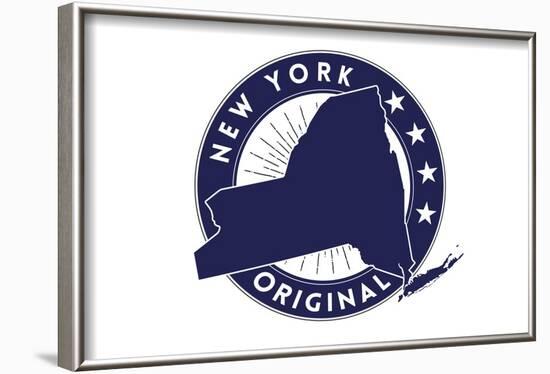 New York State Blue Stamp-Lantern Press-Framed Art Print