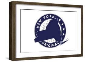 New York State Blue Stamp-Lantern Press-Framed Art Print