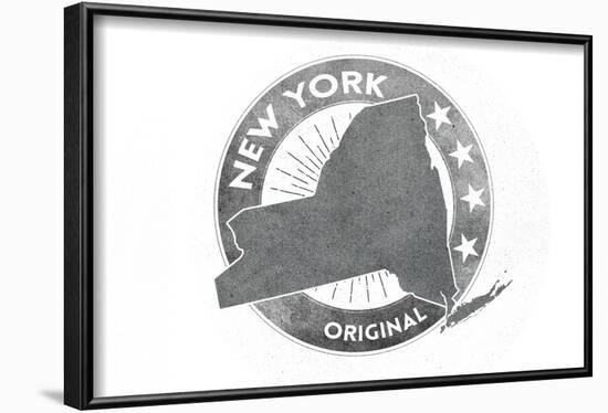 New York State Gray Stamp-Lantern Press-Framed Art Print