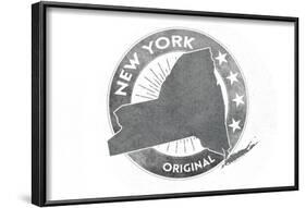 New York State Gray Stamp-Lantern Press-Framed Art Print