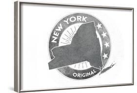New York State Gray Stamp-Lantern Press-Framed Art Print