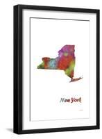 New York State Map 1-Marlene Watson-Framed Premium Giclee Print