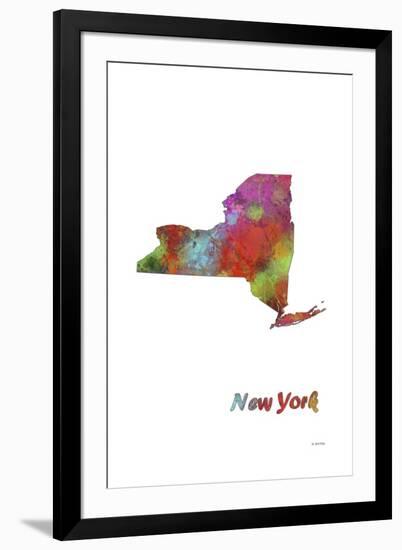 New York State Map 1-Marlene Watson-Framed Giclee Print