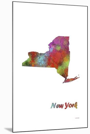 New York State Map 1-Marlene Watson-Mounted Giclee Print