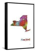 New York State Map 1-Marlene Watson-Framed Stretched Canvas